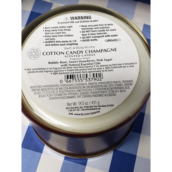BBW Love Cotton Candy Champagne Large 3 Wick Candle - Picture 2 of 2